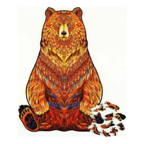 Деревянный пазл мозайка Свирепый Медведь, 150 деталей