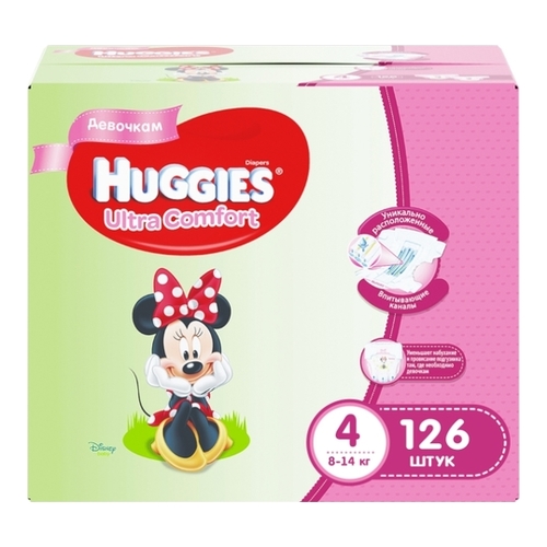 

Подгузники Huggies Ultra Comfort для девочек 4 (8-14 кг) 126 шт