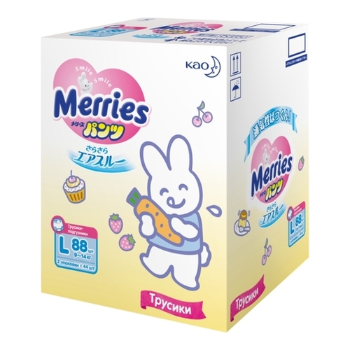 

Трусики-подгузники Merries (L), 9-14 кг, 88 штук