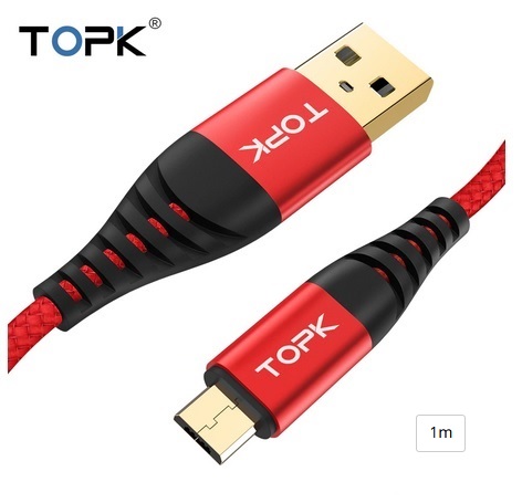 Кабель USB(1 метр)TOPK в оплетке красный(CS0142110610)