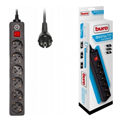 

Сетевой фильтр Buro 600SH-16-5-B 5м (6 розеток) черный