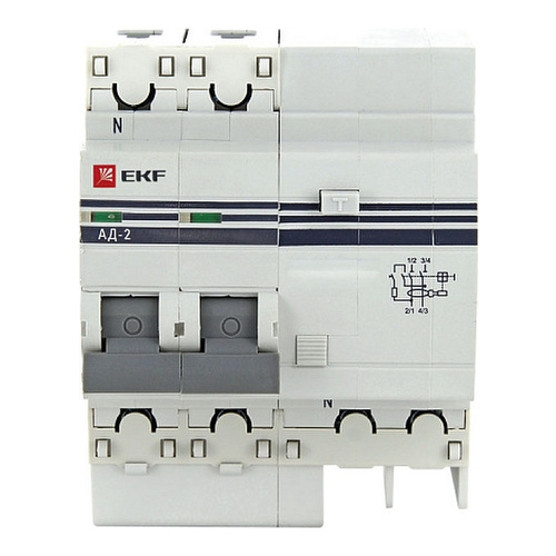 Дифференциальный автомат (характеристика C, AC, электронный, защита 270В) 4,5кА EKF PROxima DA2-40-100-pro