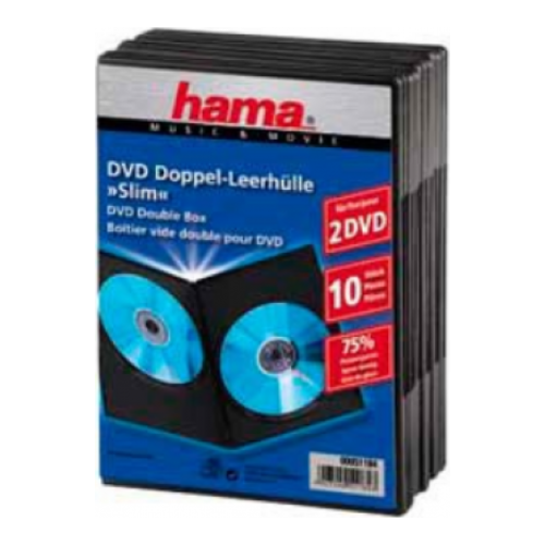 Коробка Hama H-51184 Slim Double-Box для DVD 10 шт. пластик черный