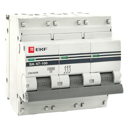 Автоматический выключатель ВА 47-100, 3P 10А (C) 10kA EKF mcb47100-3-10C