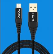 Кабель USB (2 метра) TOPK в оплетке черный(CS0142110320)