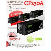 Комплект Картриджей Cactus CS-CF230A CF230A черный (1600стр.) для HP LJ 203/227 (4 шт)