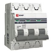 Автоматический выключатель 3P 20А (C) 4,5kA ВА 47-63 EKF PROxima mcb4763-3-20C-pro
