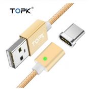 Магнитный светодиодный кабельTOPK USB Type-C c магнитным коннектором золотой(CS0121800910)