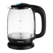 Чайник Kitfort КТ-625-1 черный/голубой (стекло) 