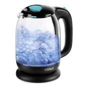 Чайник Kitfort КТ-625-1 черный/голубой (стекло) 